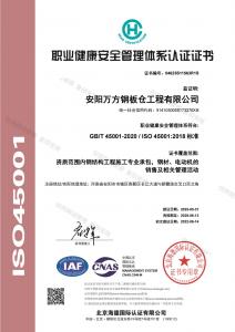 職業(yè)健康安全管理體系認(rèn)證證書